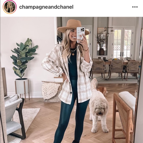 Pink Lily Jackets & Blazers - Pink Lily CHIC EDGE BEIGE PLAID FLANNEL SHACKET